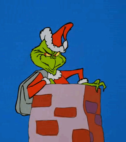 The Grinch slips down the chimney in Dr. Seuss’... | An Uncoventional Lady