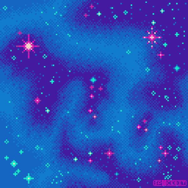 sp8cebit — Indigo Nebula (8bit) Galaxy-inspired pixel art by...