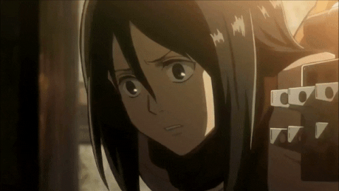 This is a serious scene, but Mikasa’s little...